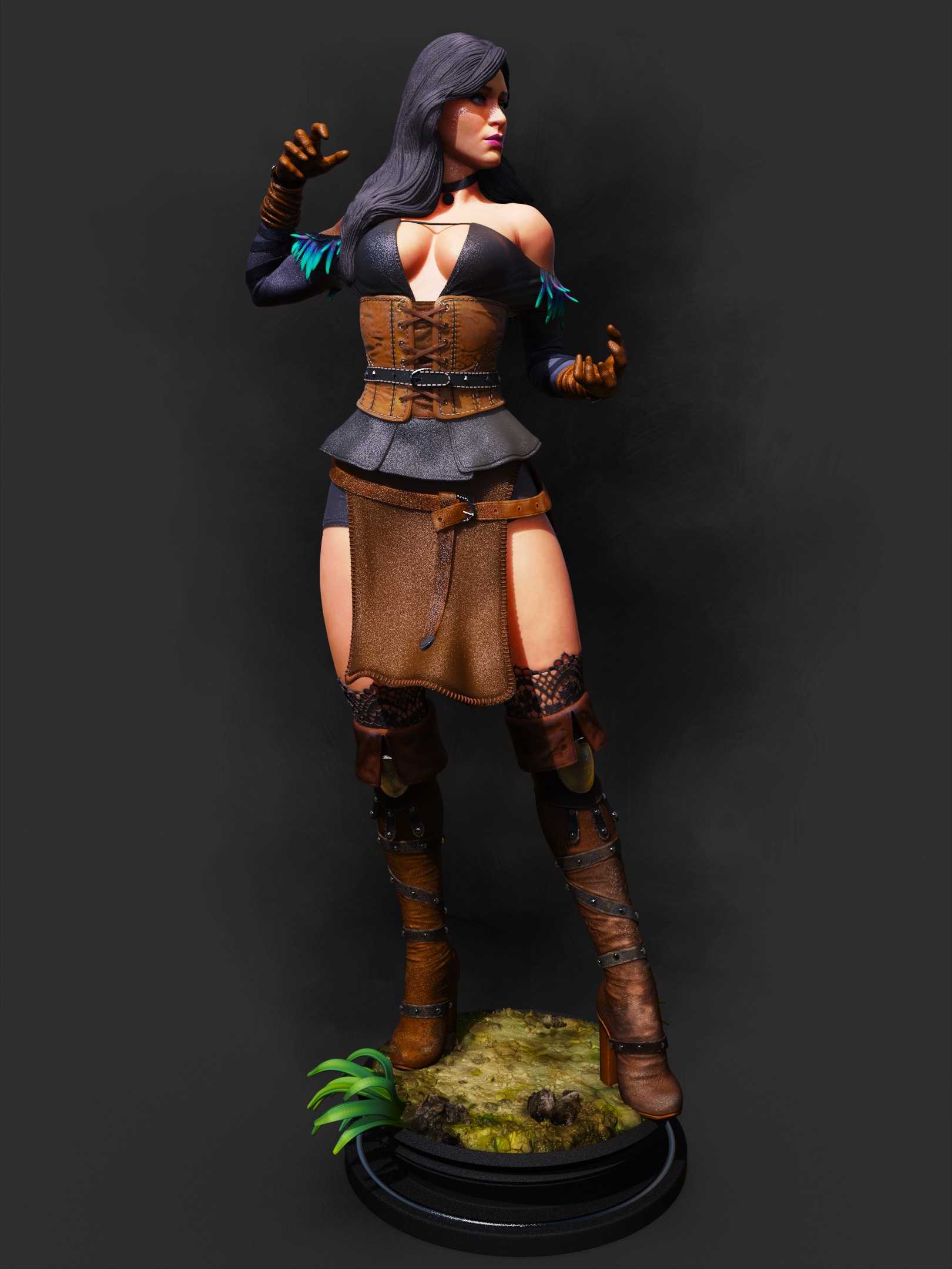 Hechicera de Vengerberg . Elegancia Sombría y Magia de Obsidiana: imagen 4