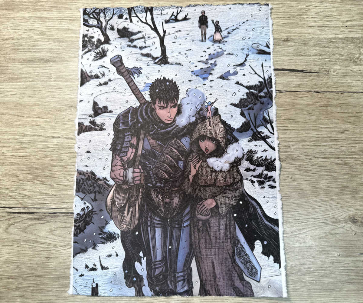 Lámina Artística: Travesía Bajo la Nieve - Ilustración Fanart en Papel Artesanal: imagen 1
