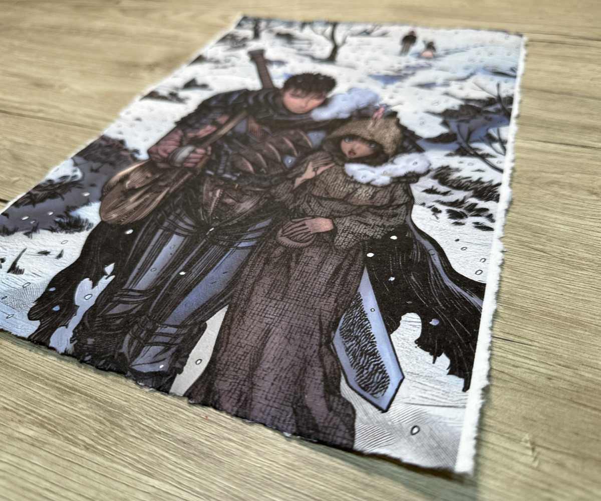 Lámina Artística: Travesía Bajo la Nieve - Ilustración Fanart en Papel Artesanal: imagen 2