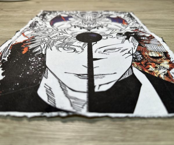 Lámina Artística: El Duelo de lo Infinito y la Maldición - Ilustración Fanart en Papel Artesanal