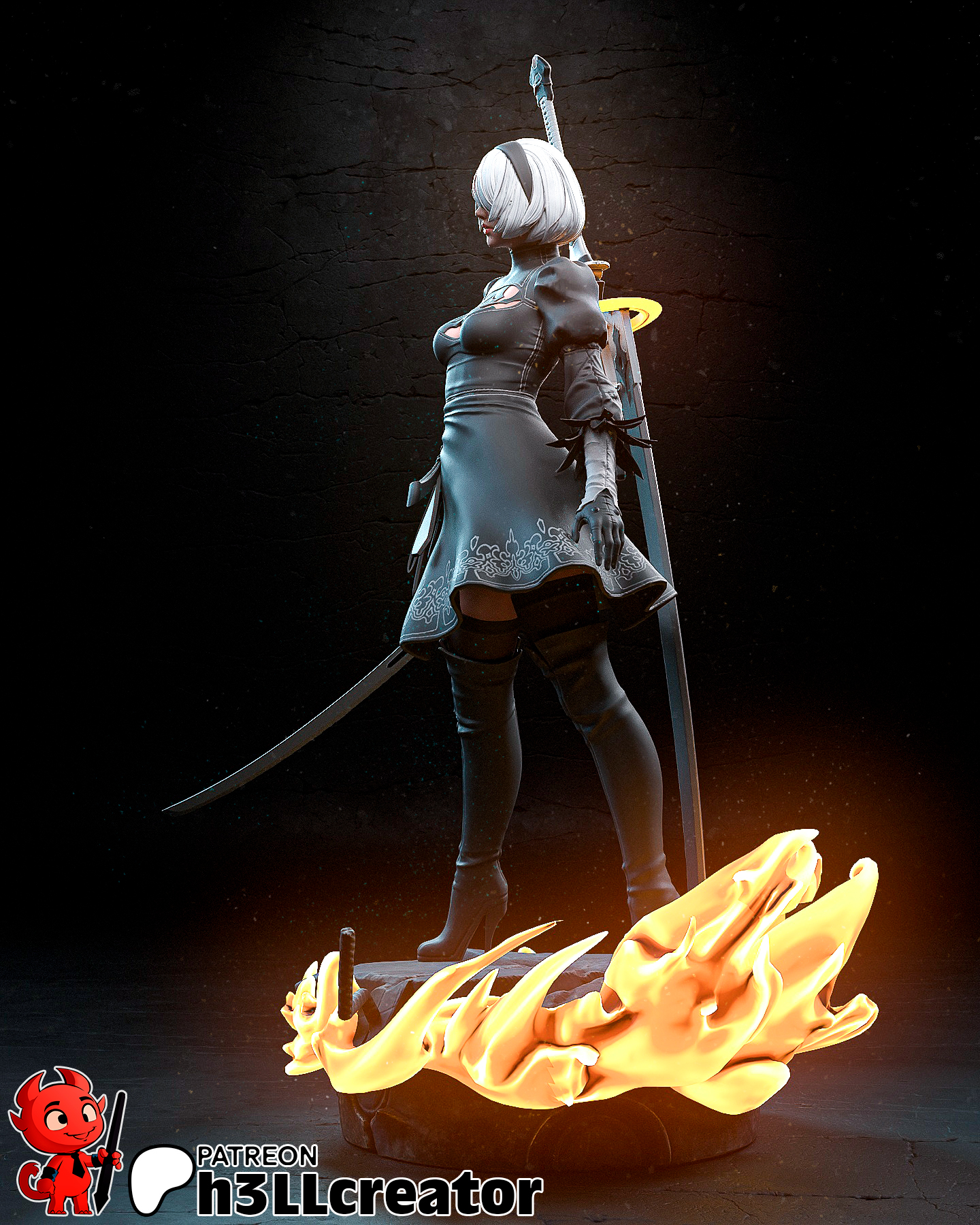 Autómata del Destino Aciago . Elegancia de Porcelana y Fuego: imagen 7