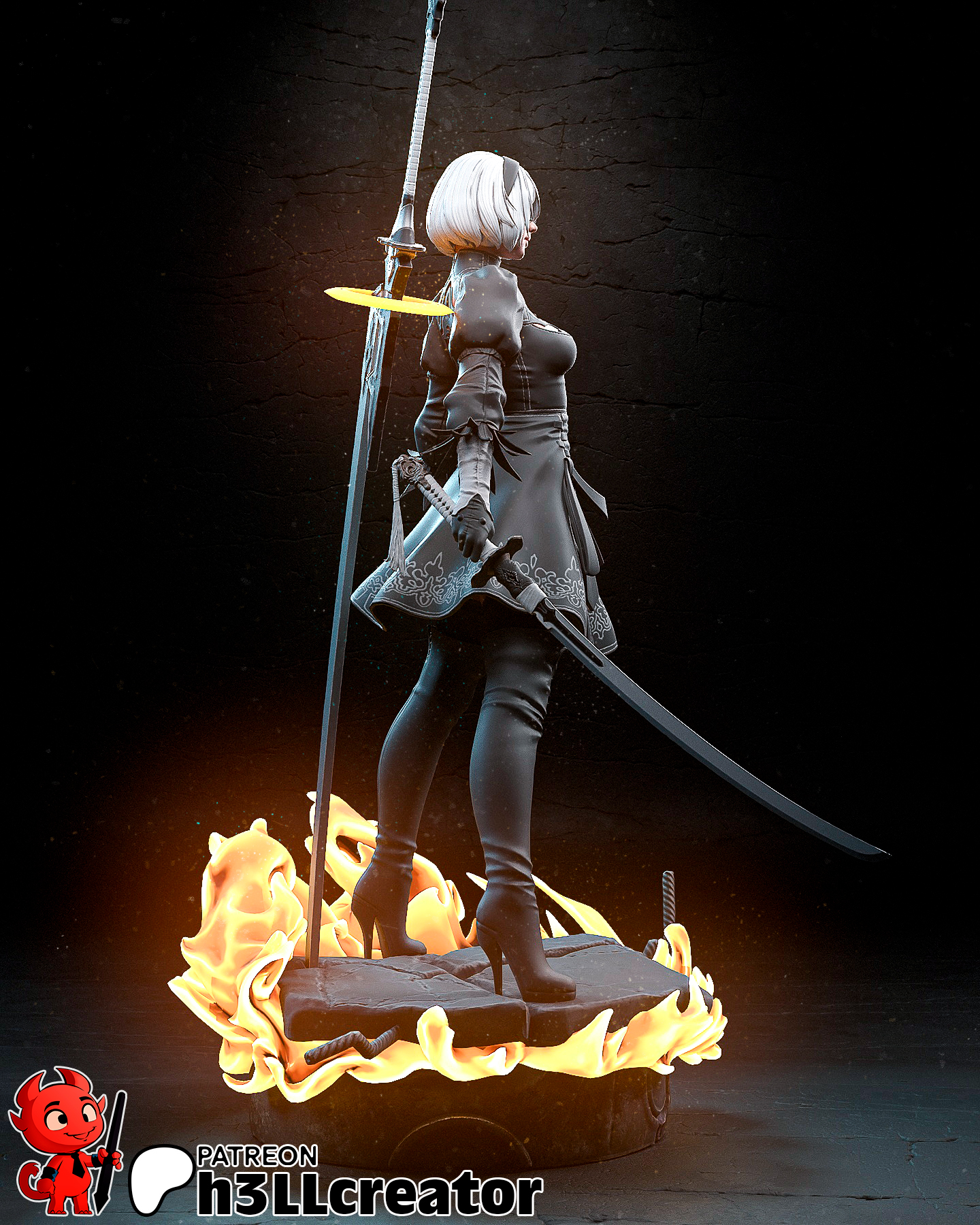 Autómata del Destino Aciago . Elegancia de Porcelana y Fuego: imagen 3