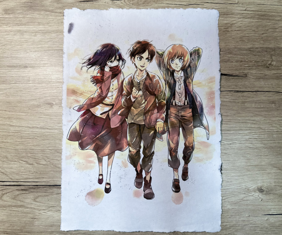 Lámina Artística: El Vínculo de la Infancia y la Promesa de Libertad - Ilustración Fanart en Papel Artesanal: imagen 1