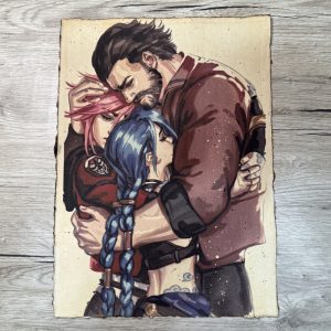 Lámina Artística: El Abrazo del Subdistrito y el Vínculo Perdido - Ilustración Fanart en Papel Artesanal