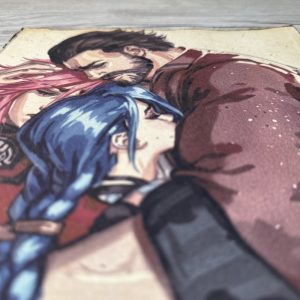 Lámina Artística: El Abrazo del Subdistrito y el Vínculo Perdido - Ilustración Fanart en Papel Artesanal: imagen 3