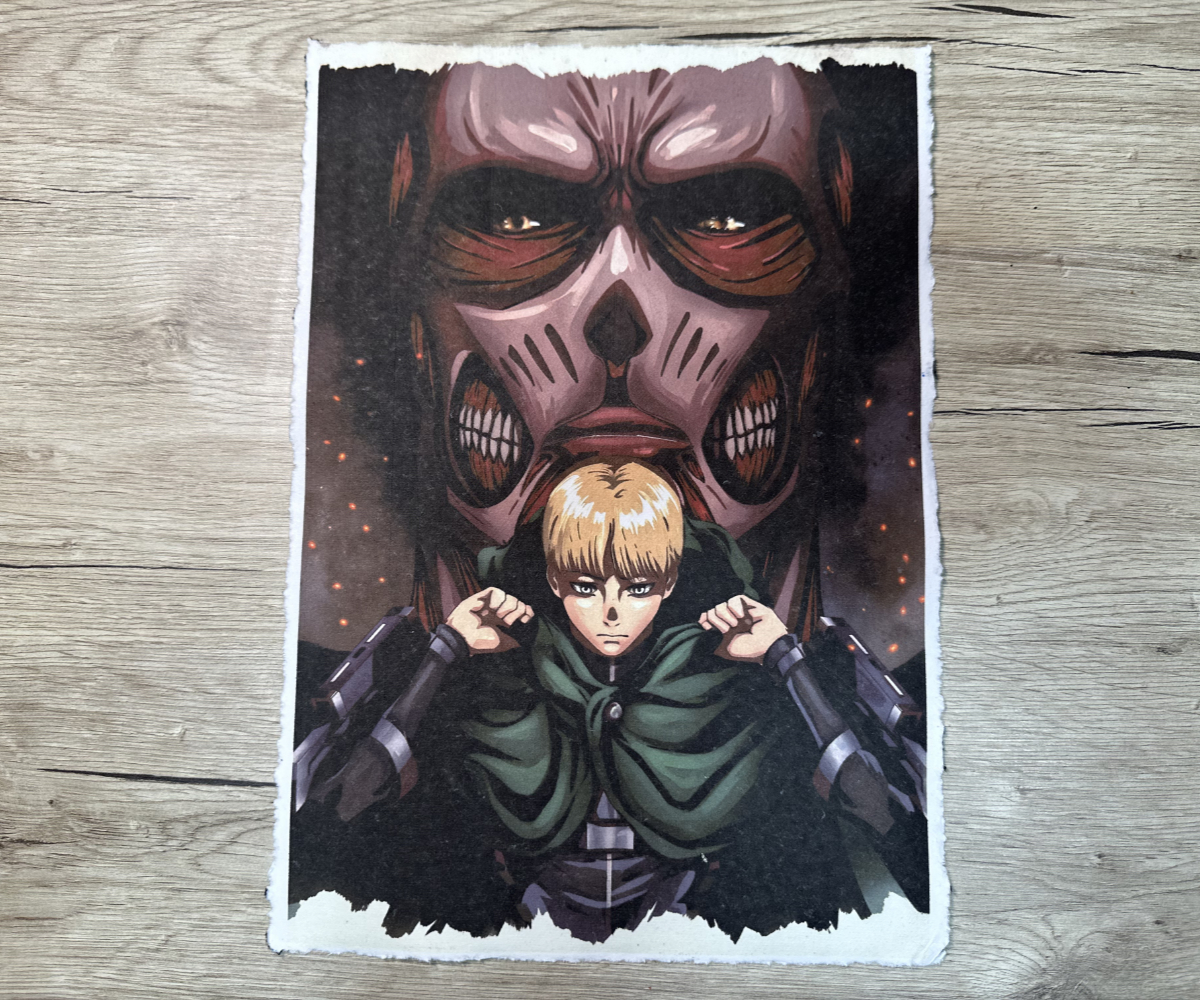 Lámina Artística: El Peso del Destino y el Aliento de la Destrucción - Ilustración Fanart en Papel Artesanal: imagen 1