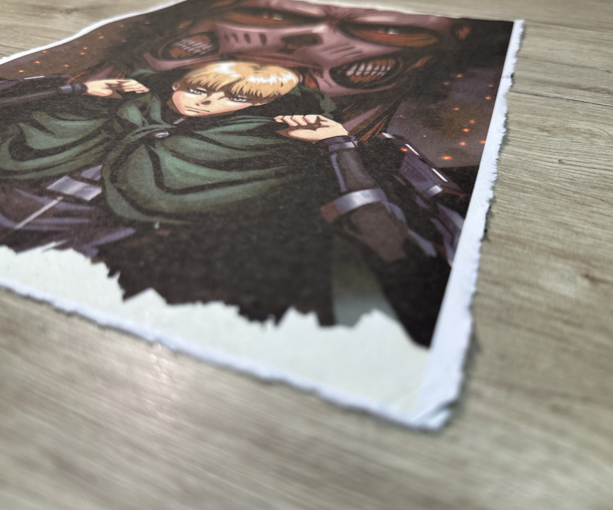 Lámina Artística: El Peso del Destino y el Aliento de la Destrucción - Ilustración Fanart en Papel Artesanal: imagen 2