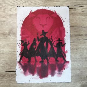 Lámina Artística: Las Sombras del Escenario Místico - Ilustración Fanart en Papel Artesanal