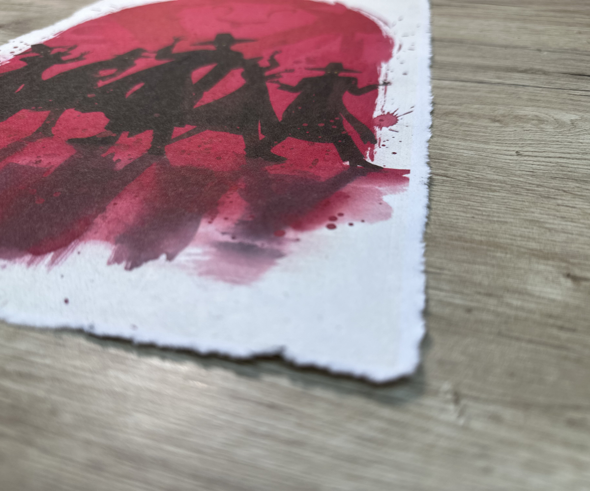 Lámina Artística: Las Sombras del Escenario Místico - Ilustración Fanart en Papel Artesanal: imagen 2