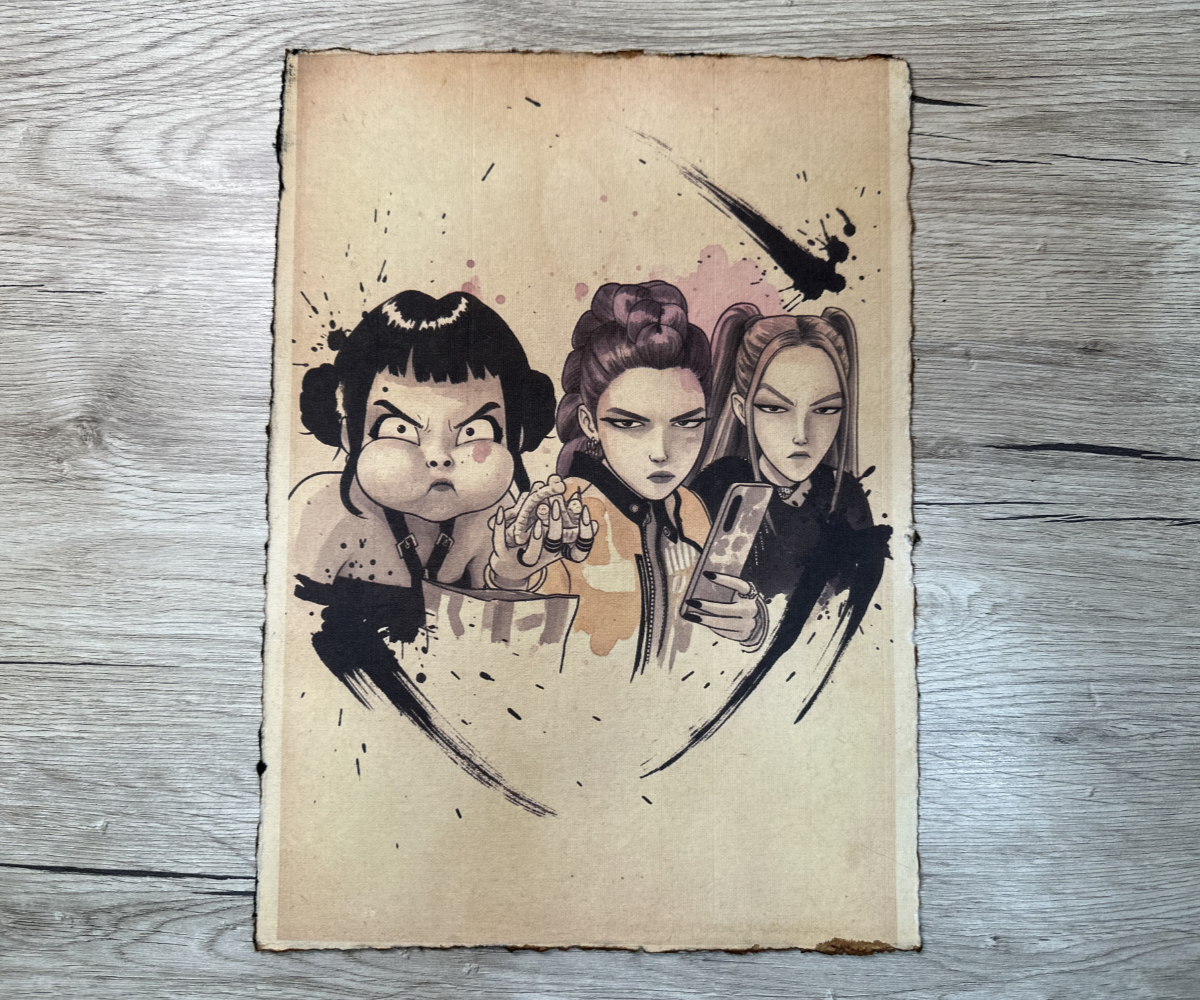 Lámina Artística: Escuadrón del Ritmo y el Filo - Ilustración Fanart en Papel Artesanal: imagen 1