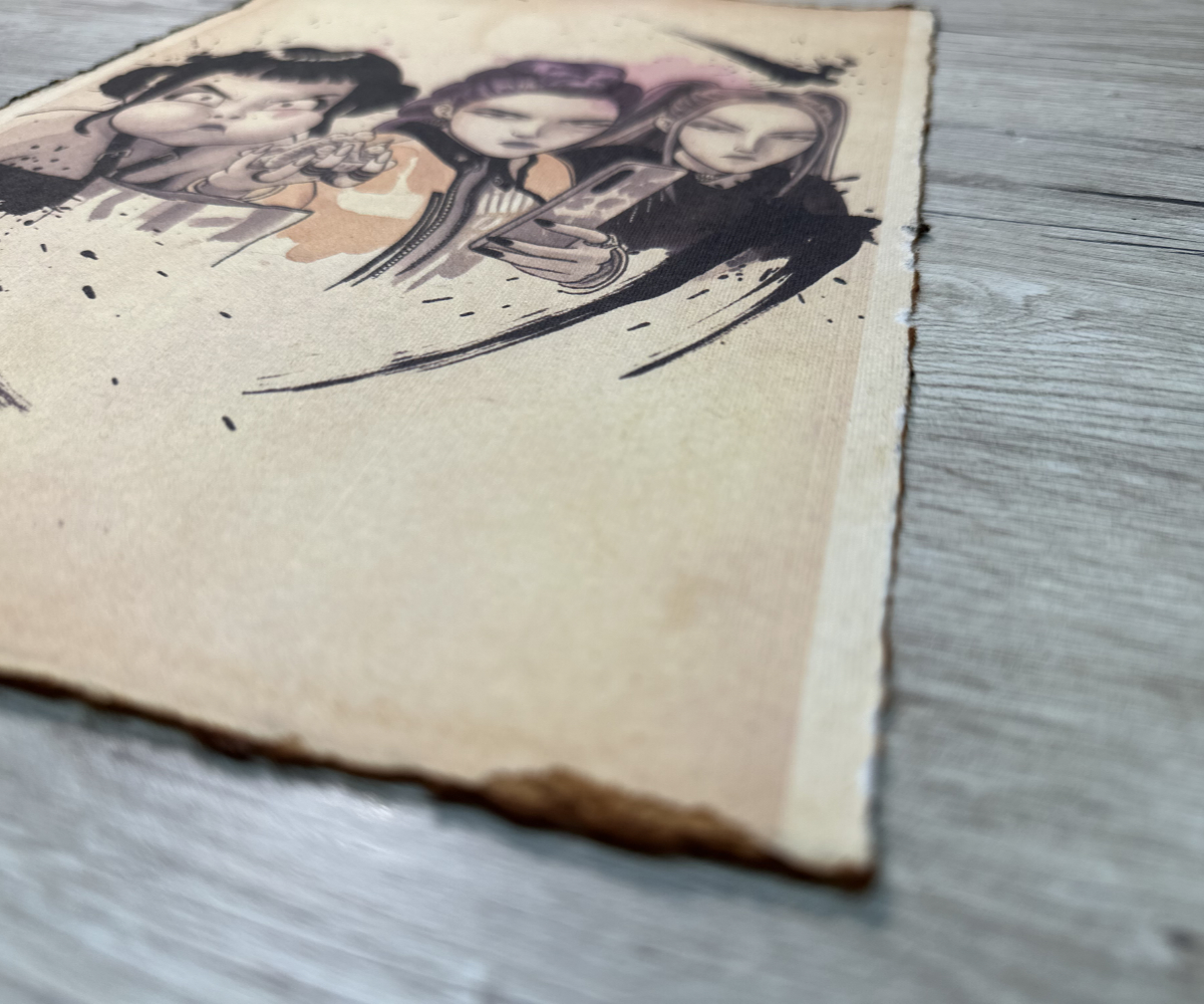 Lámina Artística: Escuadrón del Ritmo y el Filo - Ilustración Fanart en Papel Artesanal: imagen 2