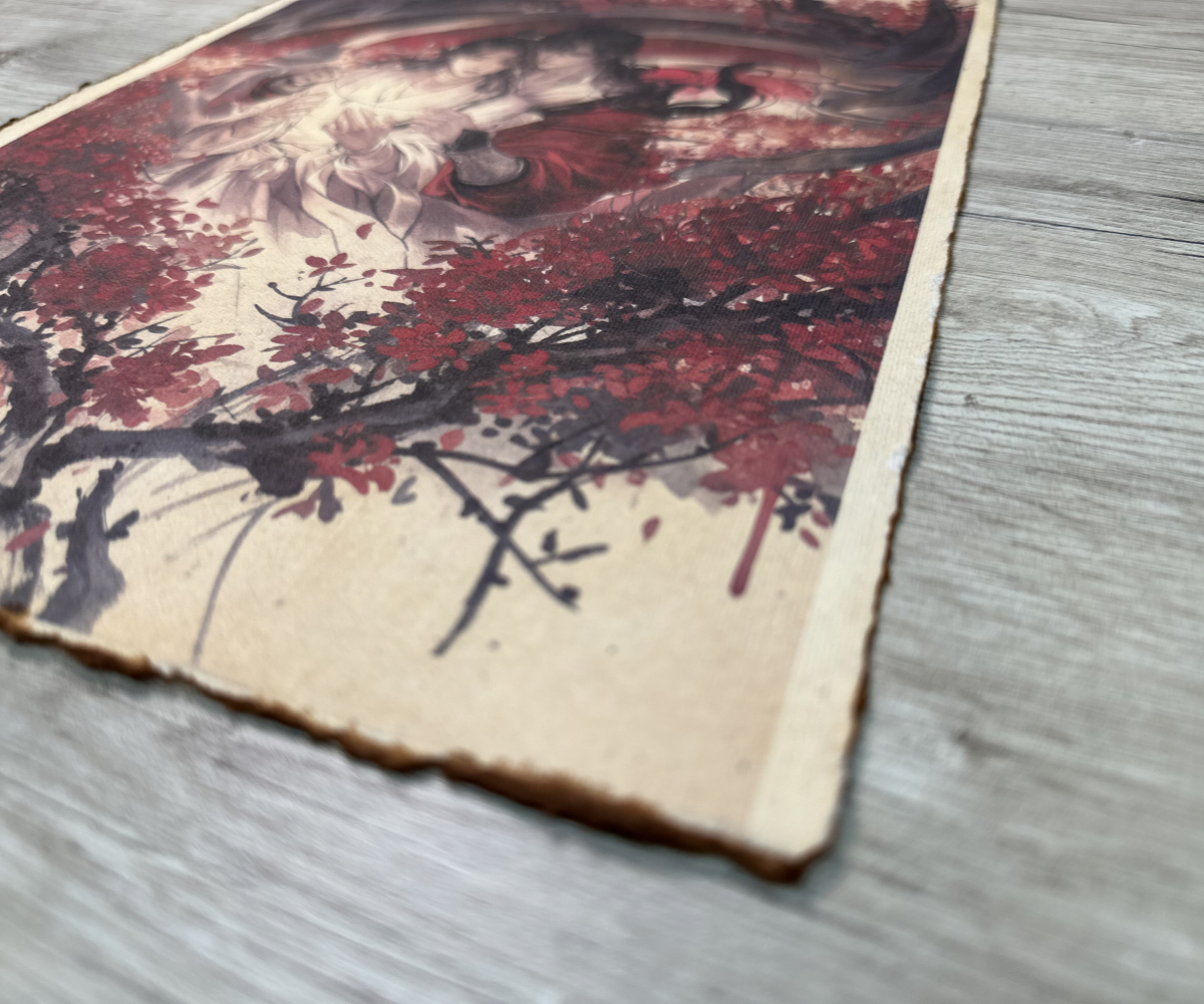 Lámina Artística: El Hilo Rojo del Destino y la Eternidad - Ilustración Fanart en Papel Artesanal: imagen 2