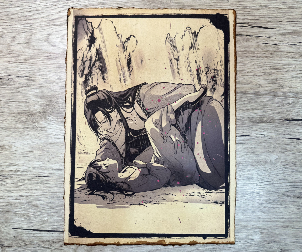 Lámina Artística: El Cuidado en la Penumbra (Edición Manga) - Ilustración Fanart en Papel Artesanal: imagen 1