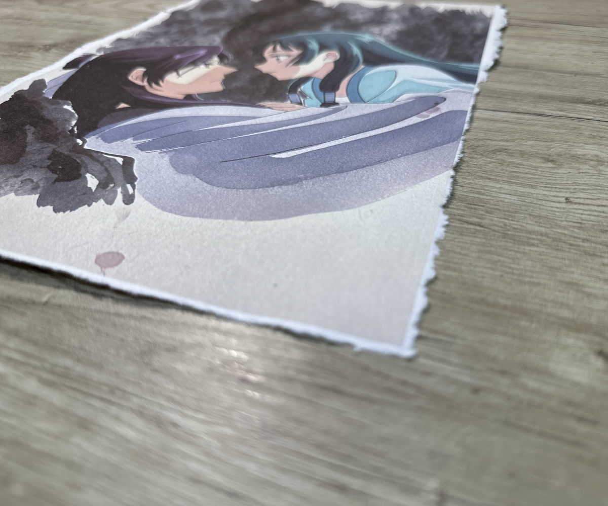 Lámina Artística: El Cuidado en la Penumbra - Ilustración Fanart en Papel Artesanal: imagen 2