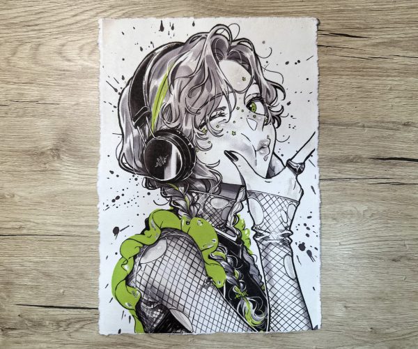Lámina Artística: Sintonía Urbana y Ritmo Alternativo - Ilustración Fanart en Papel Artesanal
