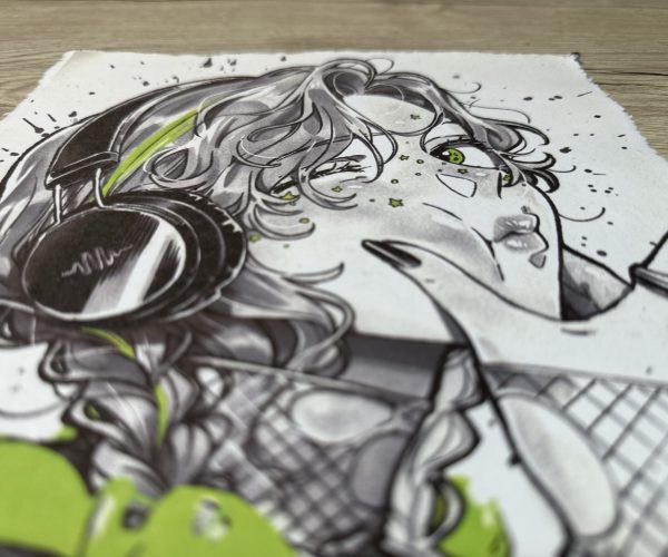 Lámina Artística: Sintonía Urbana y Ritmo Alternativo - Ilustración Fanart en Papel Artesanal