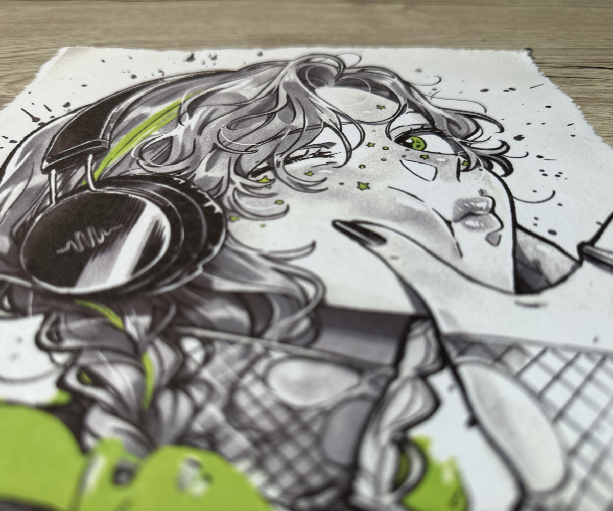 Lámina Artística: Sintonía Urbana y Ritmo Alternativo - Ilustración Fanart en Papel Artesanal: imagen 3