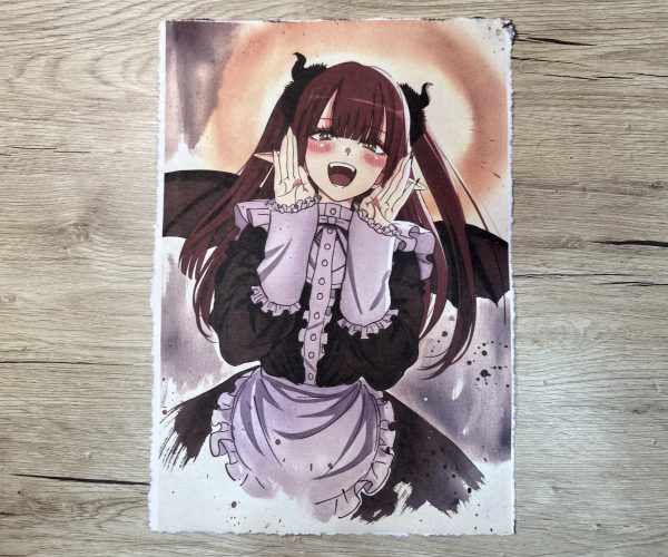 Lámina Artística: La Magia del Atavío y la Sonrisa Radiante - Ilustración Fanart en Papel Artesanal
