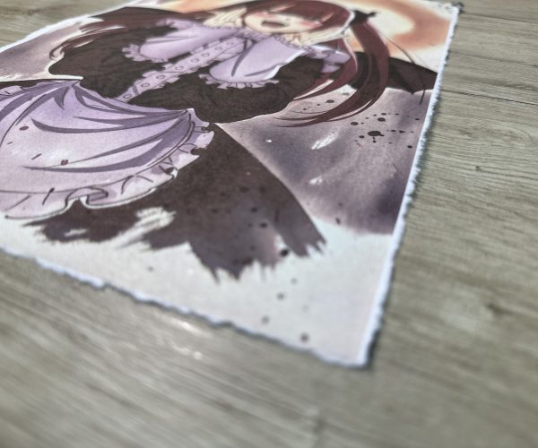 Lámina Artística: La Magia del Atavío y la Sonrisa Radiante - Ilustración Fanart en Papel Artesanal