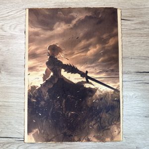 Lámina Artística: El Juramento del Rey y el Ocaso del Destino - Ilustración Fanart en Papel Artesanal: imagen 1