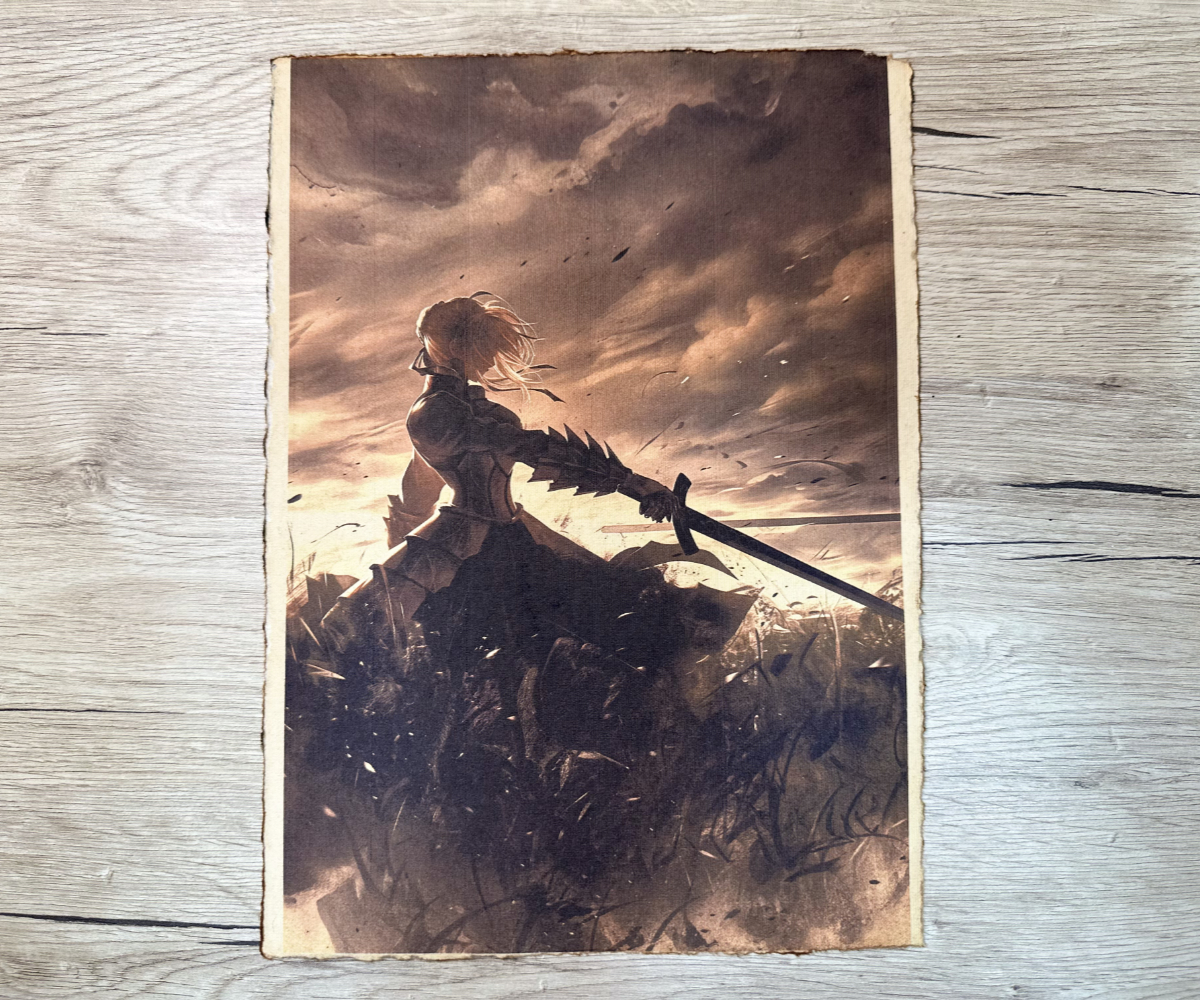 Lámina Artística: El Juramento del Rey y el Ocaso del Destino - Ilustración Fanart en Papel Artesanal: imagen 1