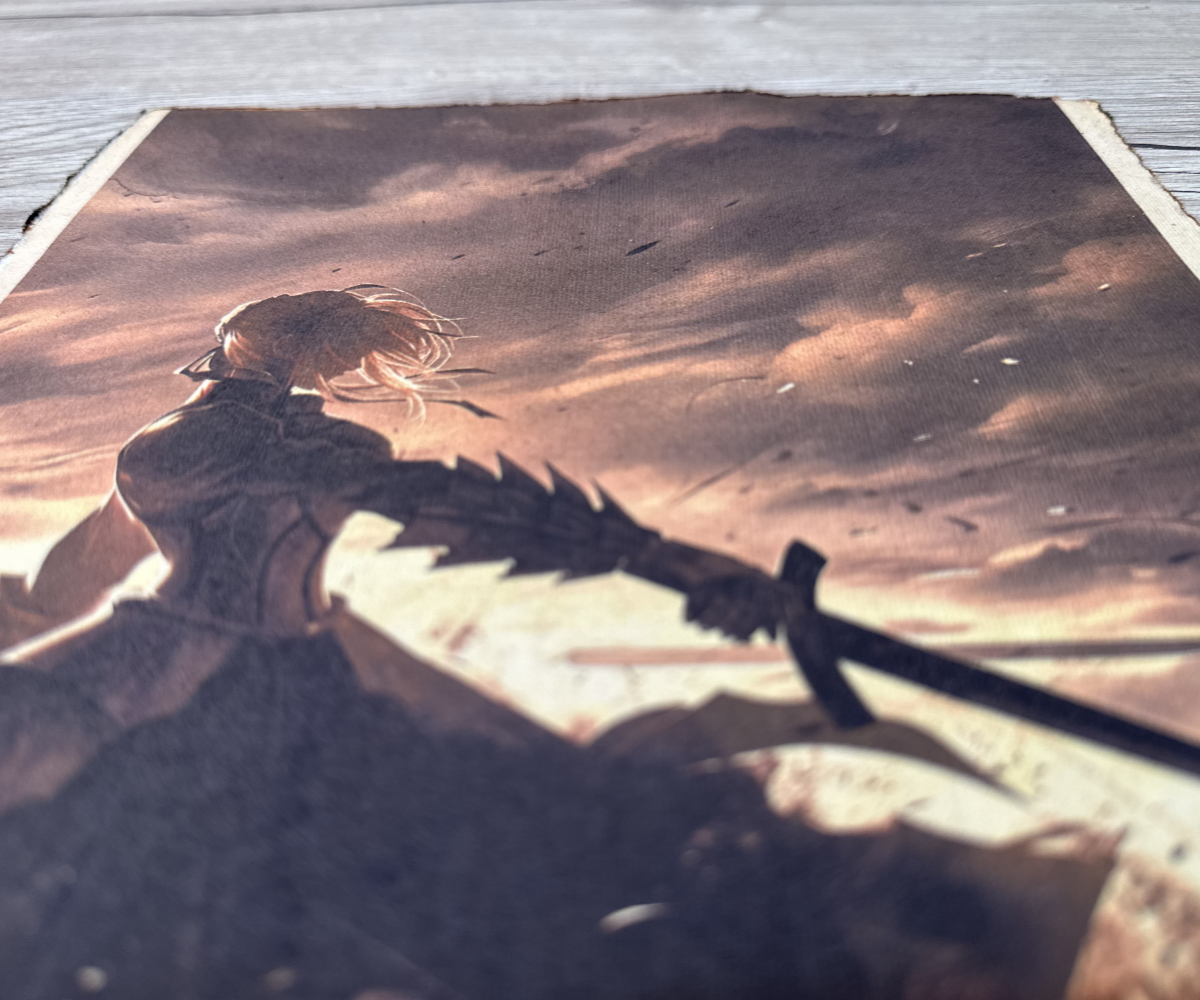 Lámina Artística: El Juramento del Rey y el Ocaso del Destino - Ilustración Fanart en Papel Artesanal: imagen 3