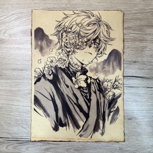 Lámina Artística: El Vacío y la Floración Mística - Ilustración Fanart en Papel Artesanal