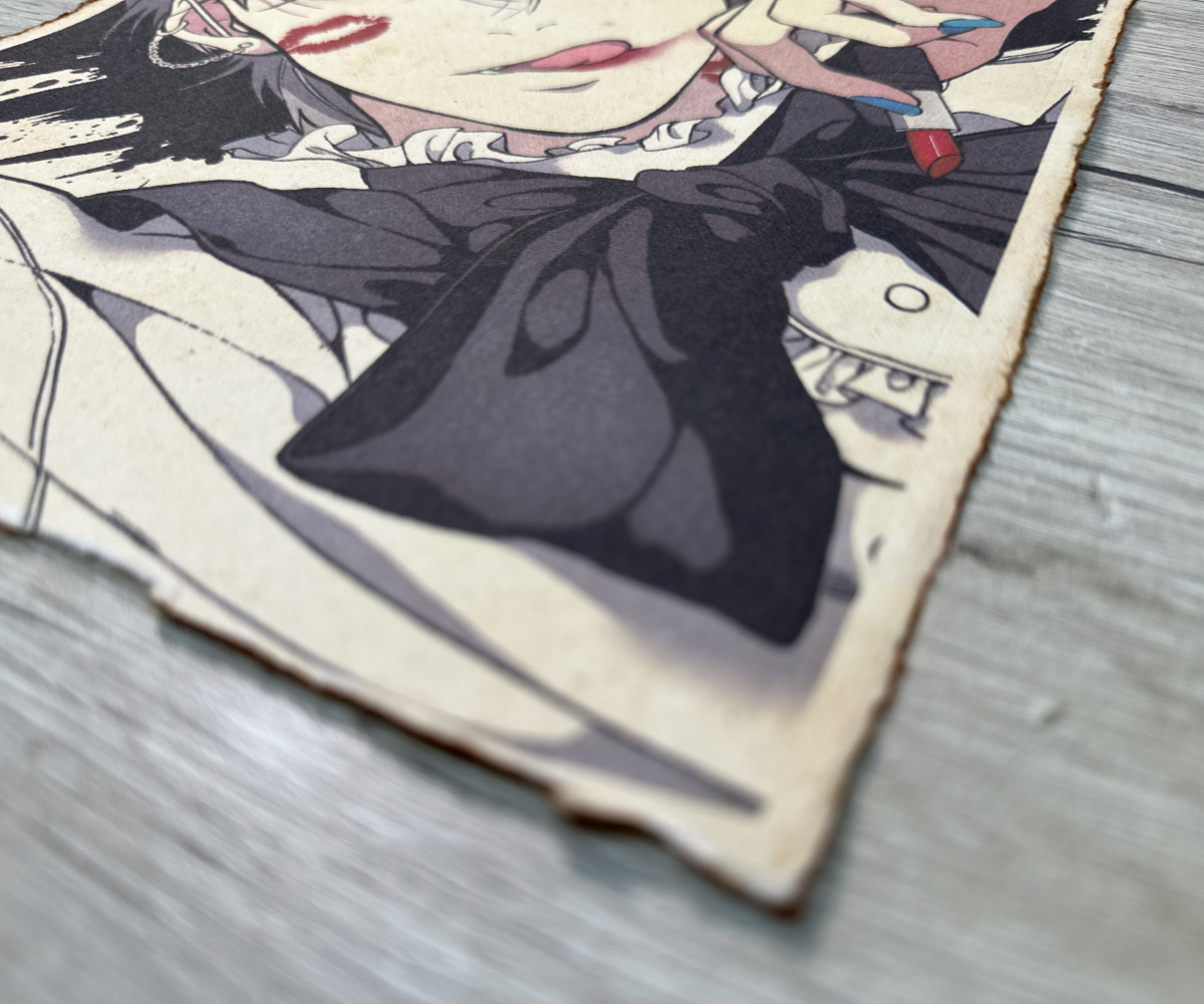 Lámina Artística: Atracción Rebelde y Contraste - Ilustración Fanart en Papel Artesanal: imagen 2