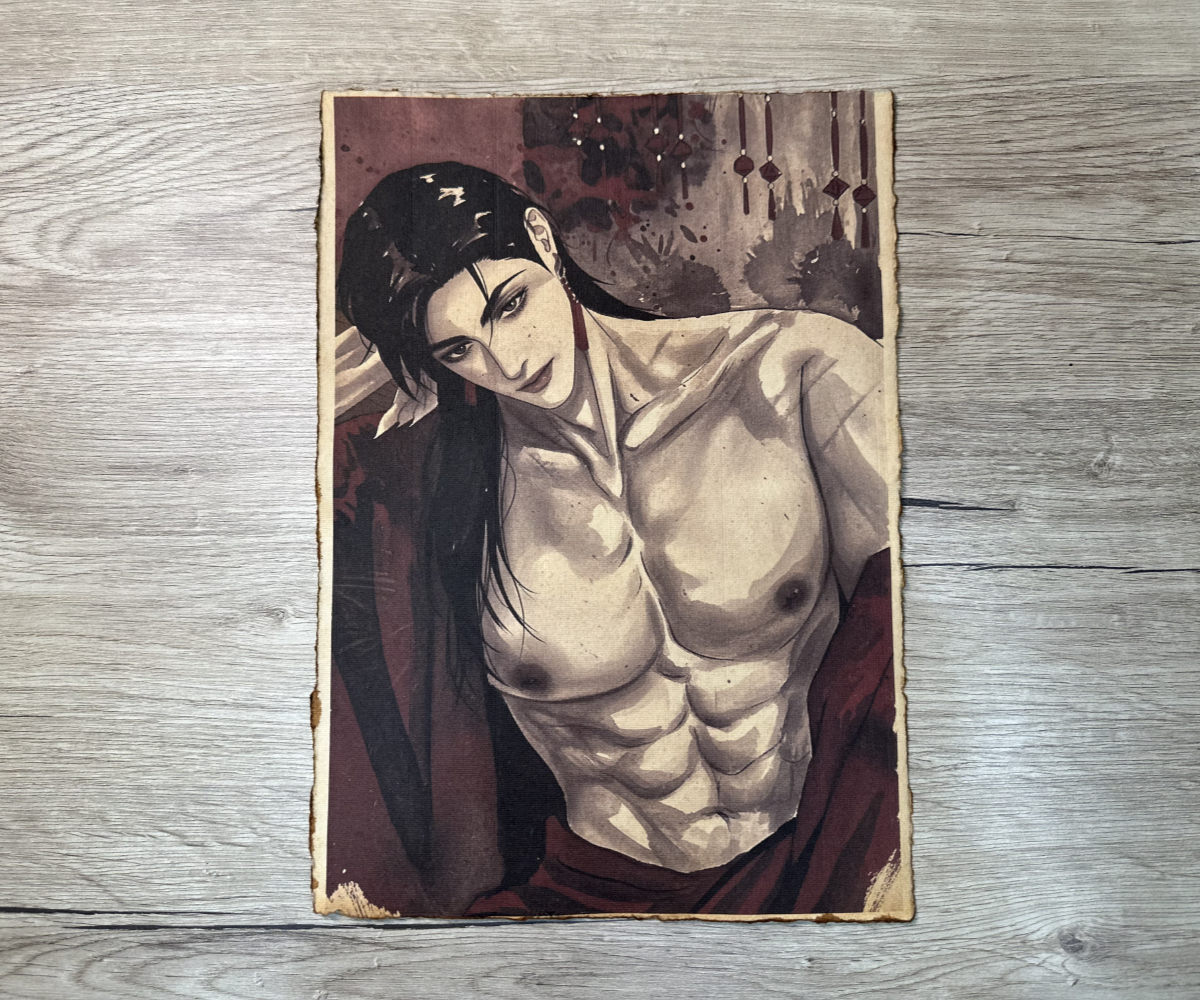 Lámina Artística: Seducción y Belleza Oriental - Ilustración Fanart en Papel Artesanal: imagen 1